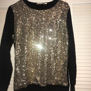 Gold Sequin and Black sweater